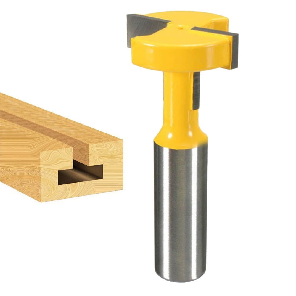 1/2" Shank Straight T-Slot & T-Track Slotting Cutter Router Bit Wood Groove Milling Cutter Woodworking Tool, 1-1/16 Inch Diameter