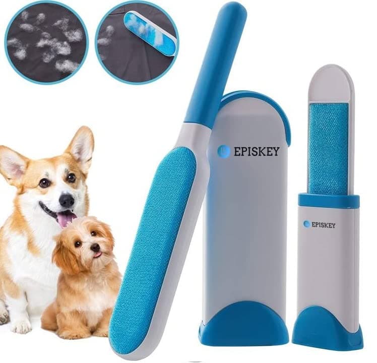 EPISKEY Pet Dog Cat Hair Remover Brush - Sided Lint Brush with Self-Cleaning Base - Fur Lint Removal for Clothes Furniture Car Seat Couch Remover Magic Clean Clothing,Furniture (Multicoloured)