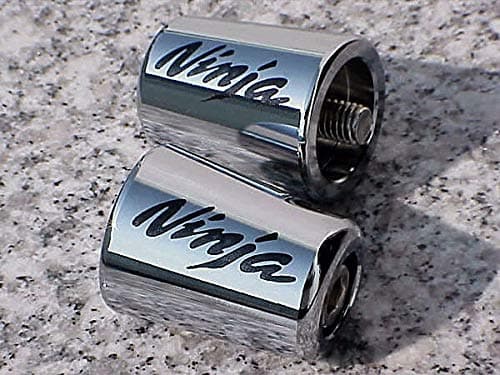 i5 CHROME BAR ENDS with Black Logo for Kawasaki Ninja 250 300 400 ZX4RR 500 650 ZX6 ZX6R ZX7 ZX9 ZX9R ZX10 ZX10R ZX12 ZX12R ZX14 ZX14R