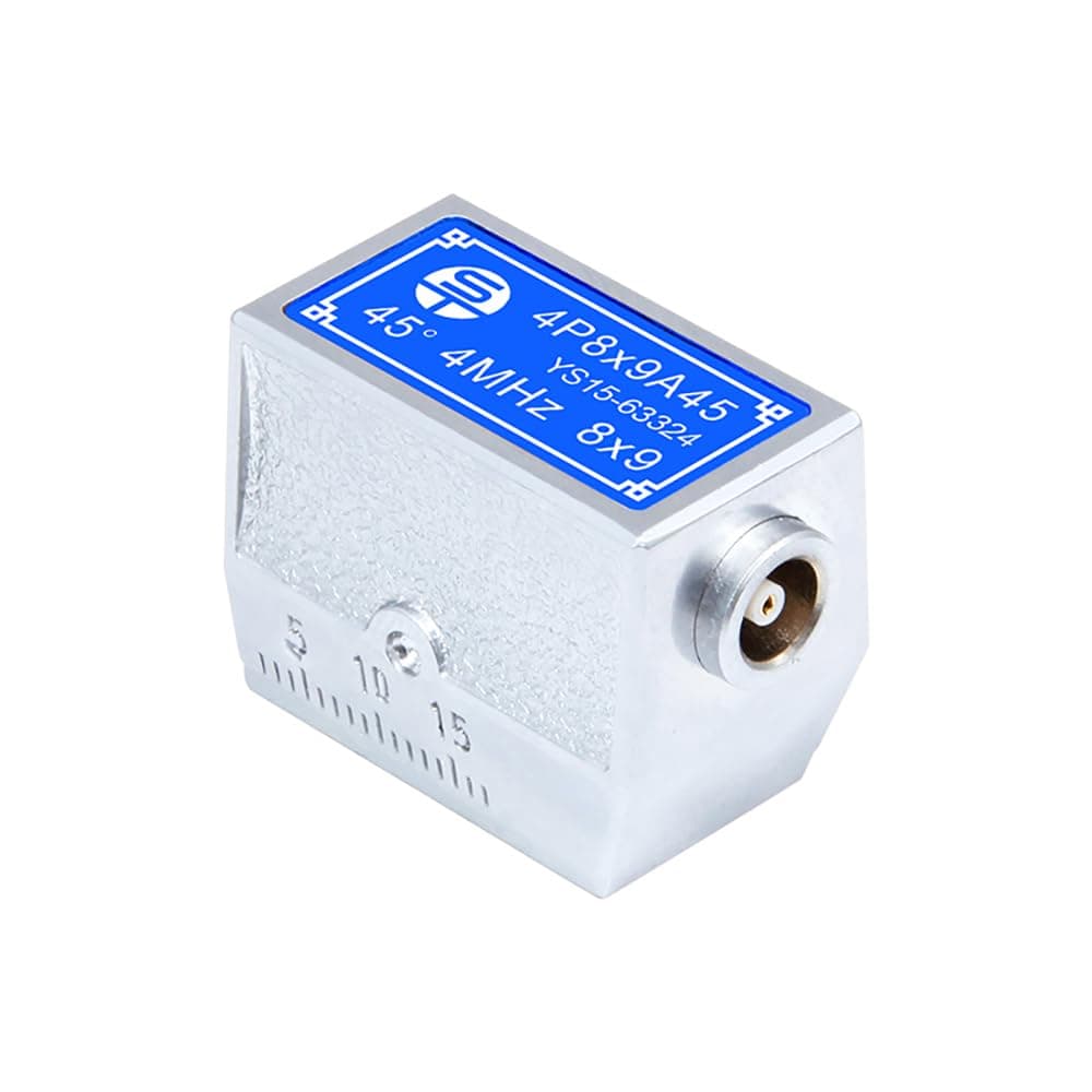 YUSHI Ultrasonic Flaw Detector Angle Beam Probes/Transducers 4 MHz Collection w/Dual Crystal/Elements for NDT Testing (4P8x9A45)