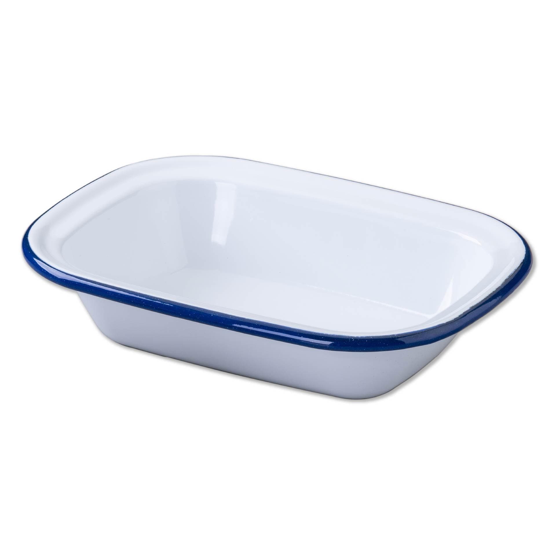Zenker Enamel Large Oblong Pie Dish, Vintage Design, Suitable for Oven and Stove, Dishwasher Safe, Oven Tray, Enamel Cookware; Traditional Pie Tin, 26x19.5x6cm, White & Blue