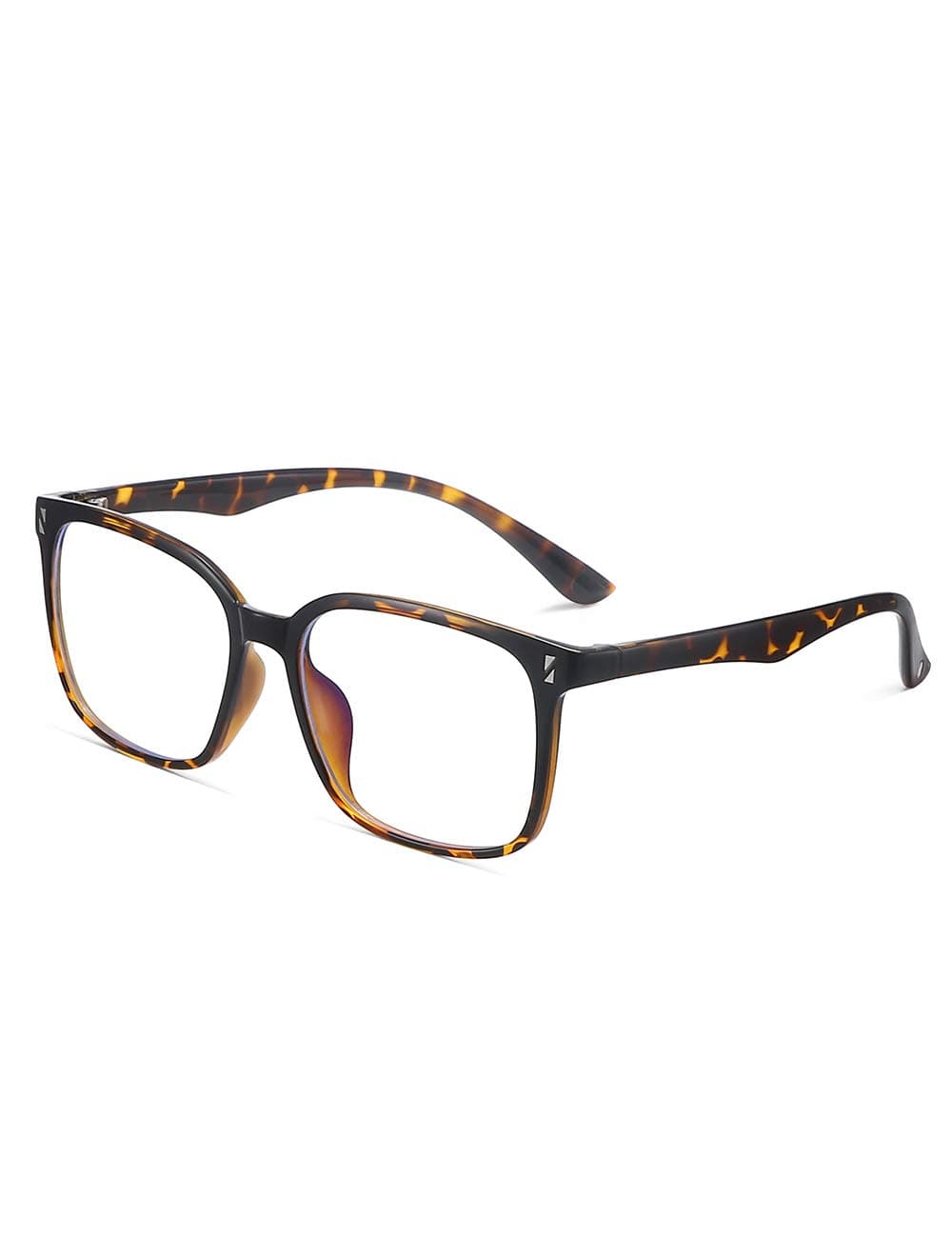 CNLO Blue Light Blocking Glasses,Large Frame Computer Eyewear,Anti Eyestrain UV Clear Lens Eyeglasses,Light Weight Frame Men/Women (Amber)