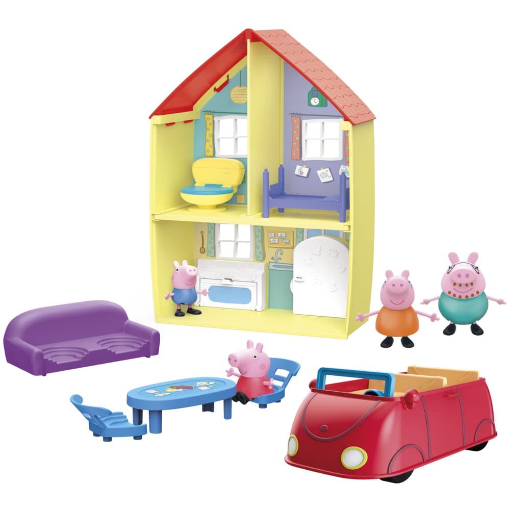 Toys Peppa's Family Home Combo, House Playset with 4 Figures and Car, Preschool Toys for 3 Year Old Girls and Boys and Up (Amazon Exclusive)