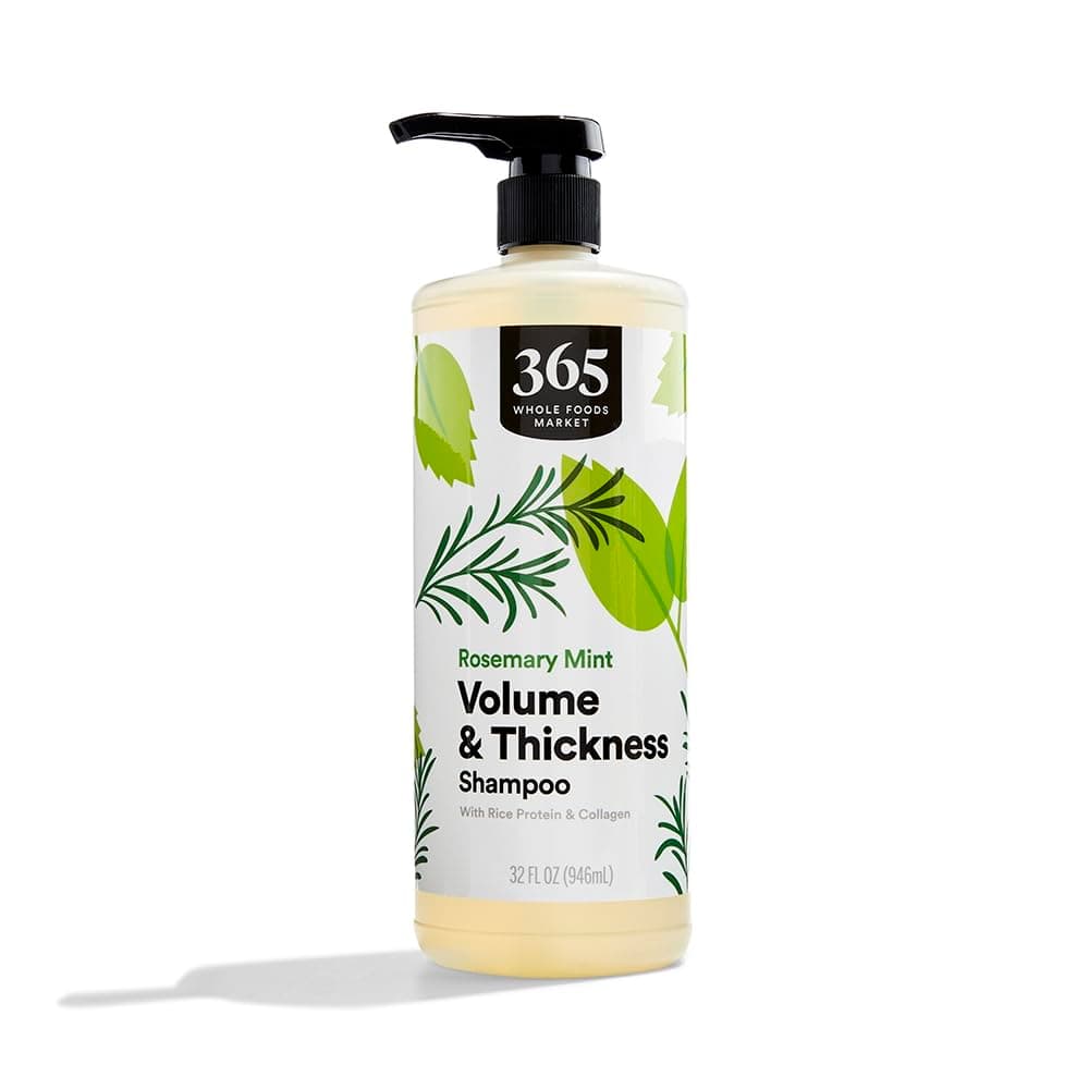 365 by Whole Foods Market, Volume & Thickness Shampoo with Rice Protein & Collagen, Rosemary Mint Scent, 32 Fl Oz