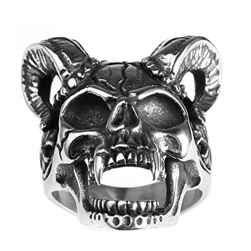 Eamaott Stainless Steel Sheep Head Ring Vintage Men Personalized Finger Ring Great Gift