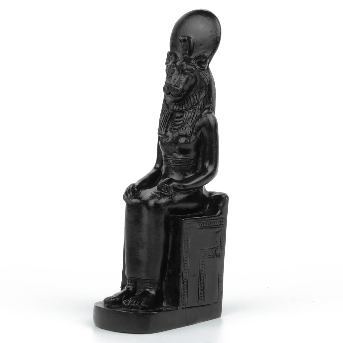 TRANSGOOD TRANGSOOG Egyptian Goddess Sekhmet Statue Seated On Throne Mini 3.8" H Collectible Figurine Black