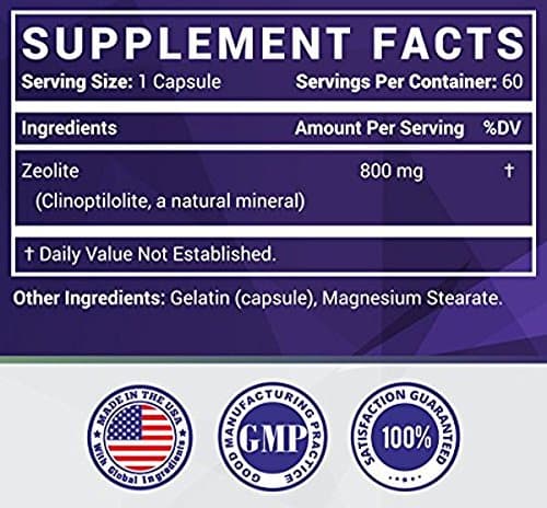 Helivin Zeolite Capsules for Detoxification - No Magnesium Stearate or Other Fillers - Veggie Capsules