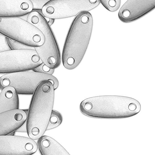 ImpressArt, Pewter Stamping Blanks, Oval Tag w/Holes, 1 3/8" x 1/2"- 24 pc.