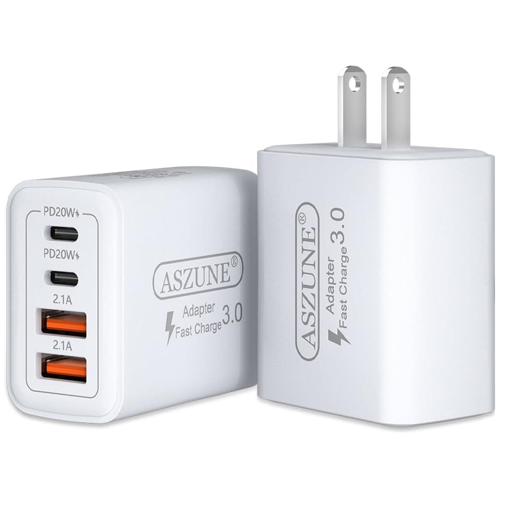 USB C Wall Charger 40W 4-Port,USBC Cube Power Adapter Wall Plug Multiport Type C Brick for Apple Watch Series 9/8/7/6/5/4/3/Ultra 2/1/SE,iPhone 15 Plus/15 Pro Max (2-Pack)