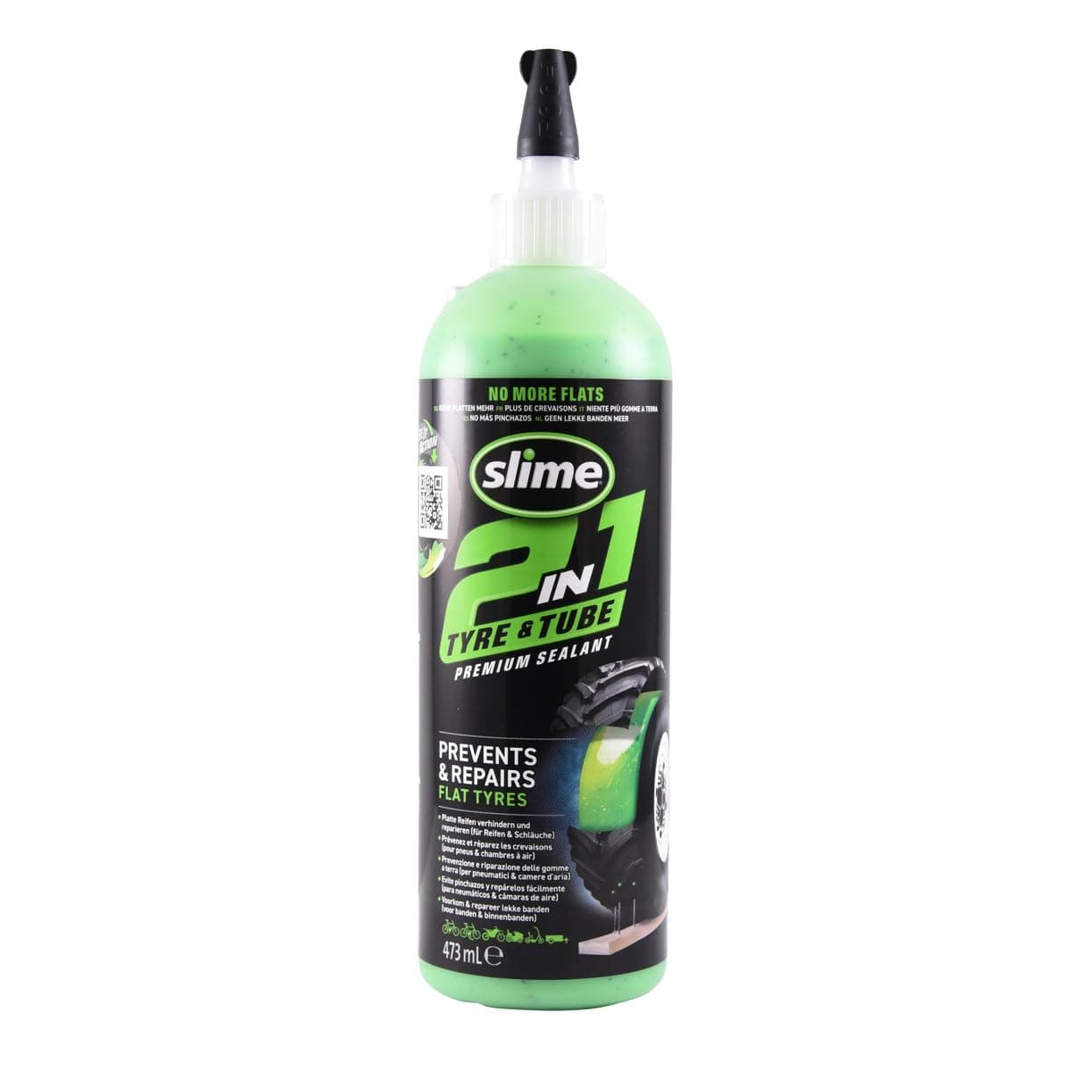 Slime 10193 Tire & Tube Sealant, Puncture Repair Sealant, 2-in-1 Premium Prevention and Repair Suitable for Highway Tires and Tubes, Non-Toxic, Eco-Friendly, 16 oz Bottle