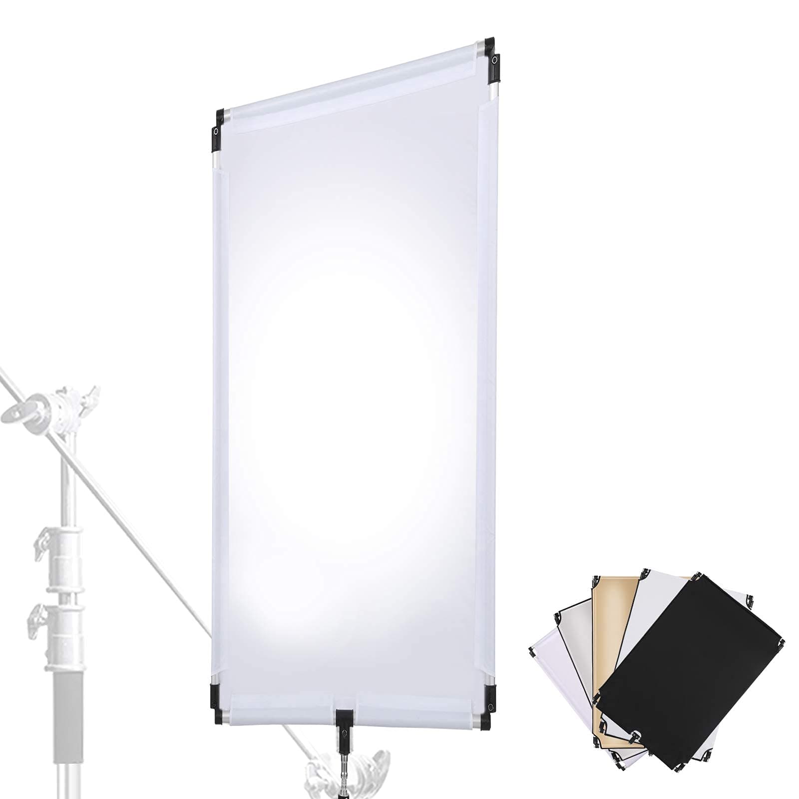Soonpho 35" x 47"/90 x 120cm Light Reflector 5-in-1, Portable Collapsible Diffuser with Bag for Photo Video Studio Shooting - Translucent,Silver, Gold, White and Black (90 x 120cm)