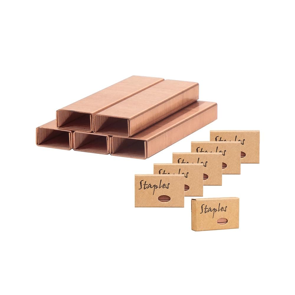 6000 Rose Gold Staples Colored Staples Set Colorful Standard 26/6 Staples for Desk Manual Stapler, 1000 Per Pack, Total 6000 for Office and Study Supplies (6 Pack Rose Gold)