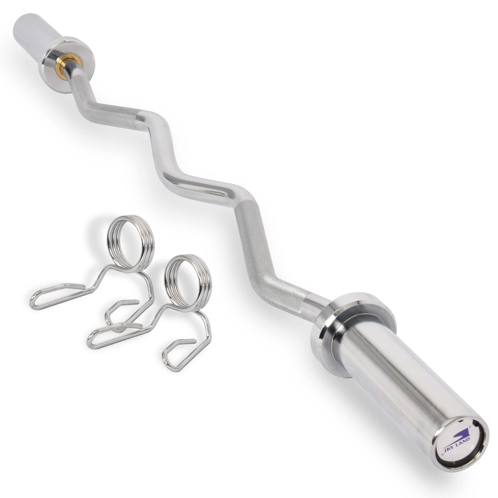 Olympic Zig Zag Curl Bar 1.2M – Chrome Coated EZ Bar for Biceps, Triceps & Strength Training | Heavy Duty Steel Weight Lifting Barbell Rod – EM-9265-ZIP