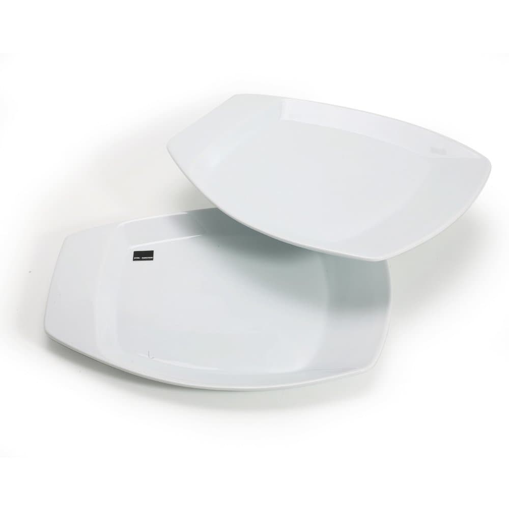 Steel-Function Porcelain Canape Platters Set of 2, White