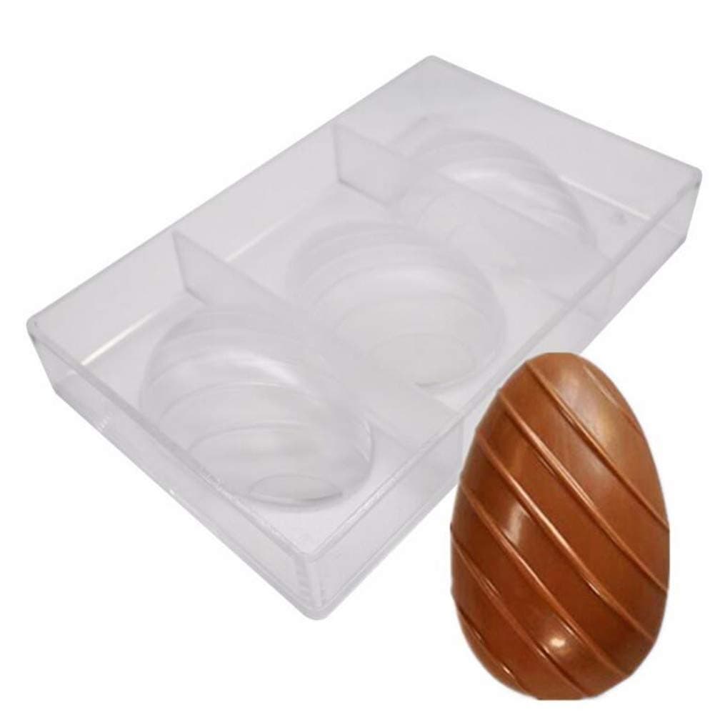3 Holes Easter Egg Polycarbonate Chocolate Mold Clear Diamond Egg Mould DIY Handmade Maker Ice Making Tray Bakeware Confectionery Cake Mould Baking Dish Kitchen Supplies - 27 x13.5 x 2.4cm