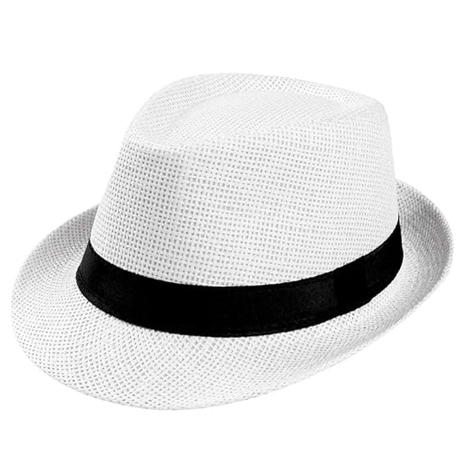 Fashionable Fedora Round Straw Hat for Men (White)