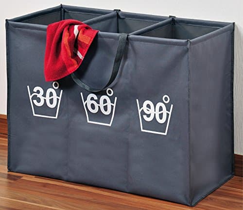 Kesper 89170 Laundry Hamper/Basket Trio 150 Litres (3 x 50 L) 3 Compartments for Sorting Laundry Washing Machine Temperature or Color