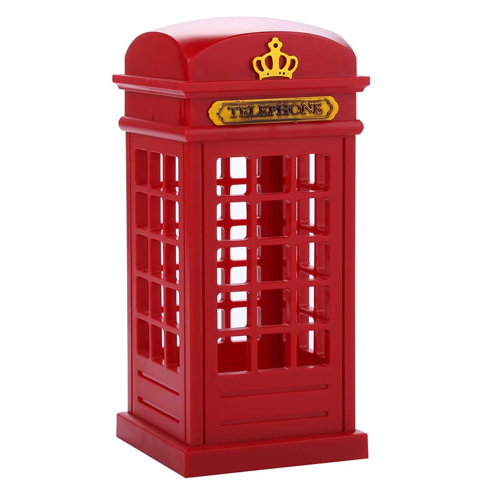 Vintage London Telephone Booth Designed USB Charging LED Night Lamp Touch Sensor Table Desk Light for Bedroom Students Dormitory Illumination Home Bar Decoration Novelty Birthday Adjustable Brightness