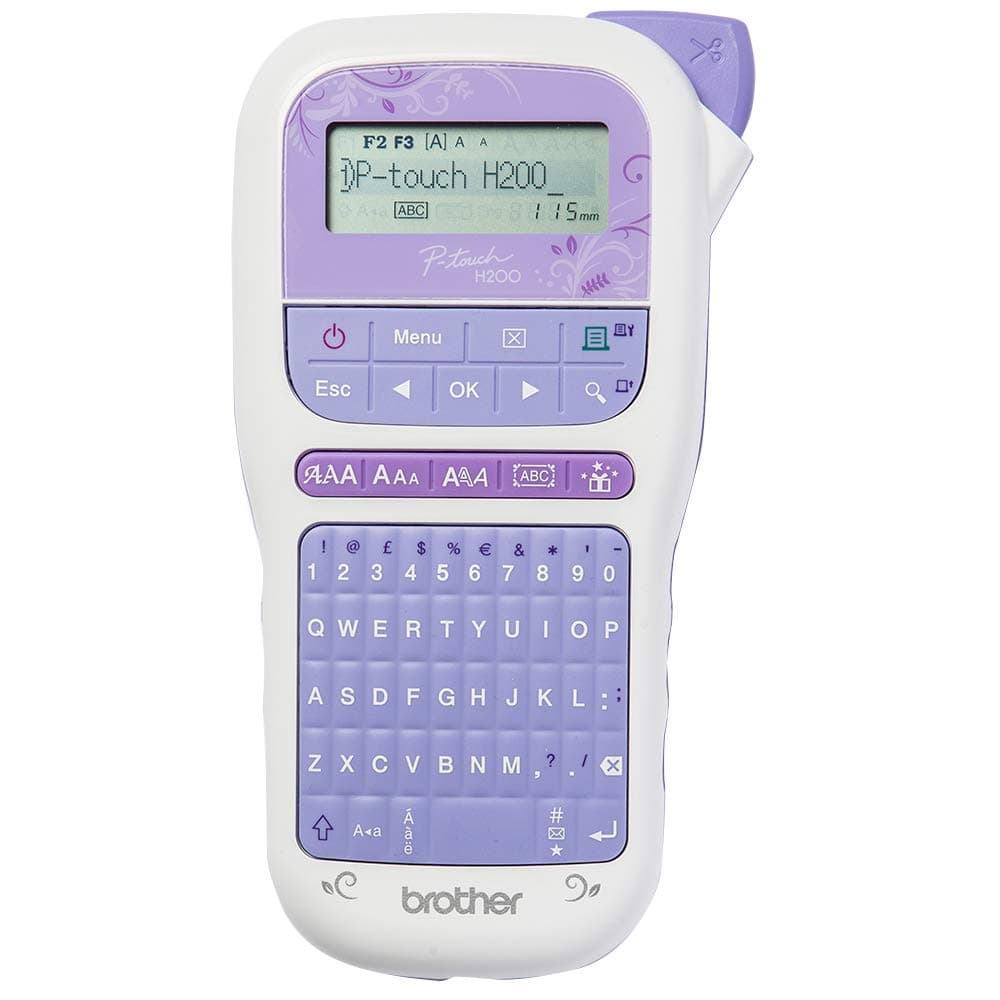 PT-H200 Label Maker, P-Touch Craft Label Printer, Handheld, QWERTY Keyboard, Up to 12 mm Labels, Includes 12 mm Gold on White Tape Cassette