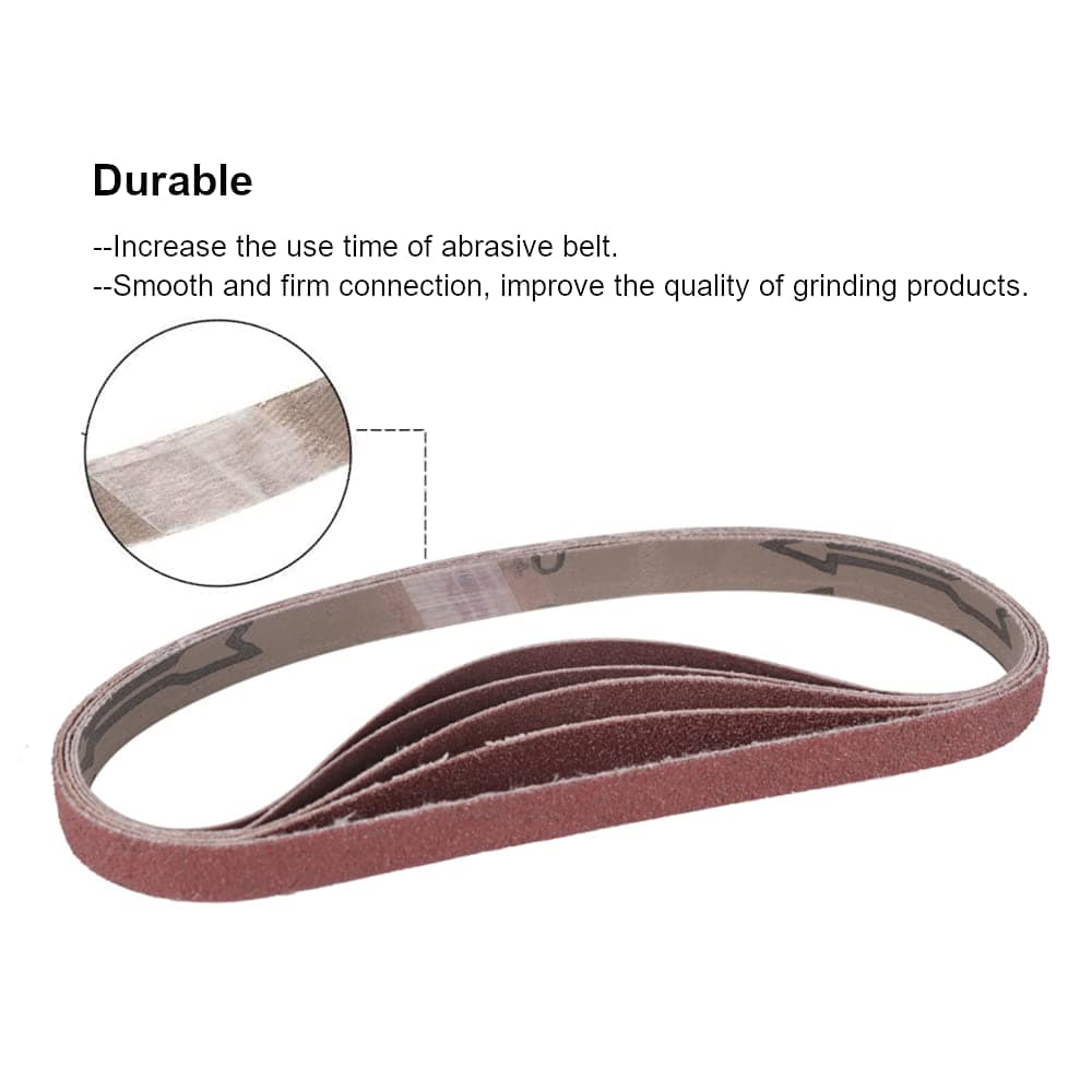 Zivisk 1/2 Inch x 18 Inch Sanding Belts, 4 Each of 60/80/120/180/240 Grits, Belt Sander Tool for Woodworking, Metal Polishing, 20 Pack Aluminum Oxide Sanding Belt