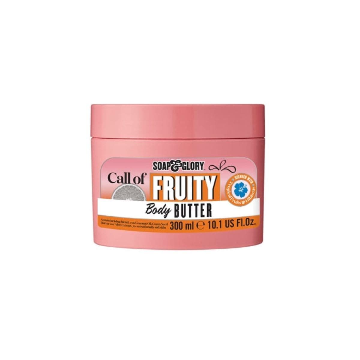 Call of Fruity Body Butter - Moisturizing Body Cream with Vitamin E, Coconut Oil & Aloe Extracts - Tropical Fruits, Juicy Melon & Hibiscus Cocoa Butter for Dehydrated Skin (300ml)