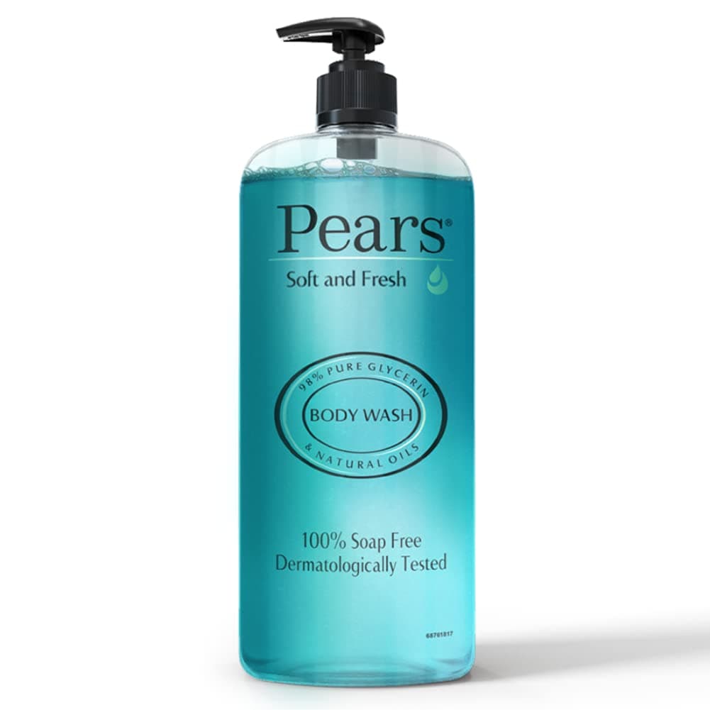 Pears 98% Pure Glycerin Soft & Fresh Glow Body Wash with Mint Extract and 0% Parabens & Soap for Freshness & Glow, 750 ml