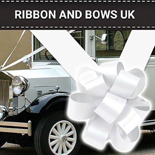 RIBBON AND BOWS UK Wedding CAR Decoration with 3 Large 8M (White)
