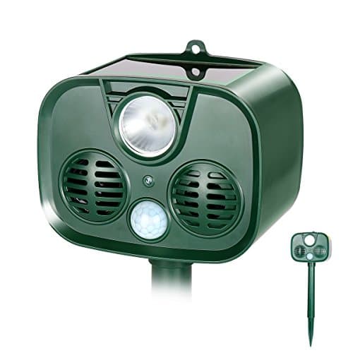 TTMOW Solar Ultrasonic Animal Repellent and Pest Repeller with Ultrasonic,Flash Light and Alarm Sound,Waterproof Outdoor Use,Batteries Included. Repel Cats, Mice, Snakes, and Other Animals.