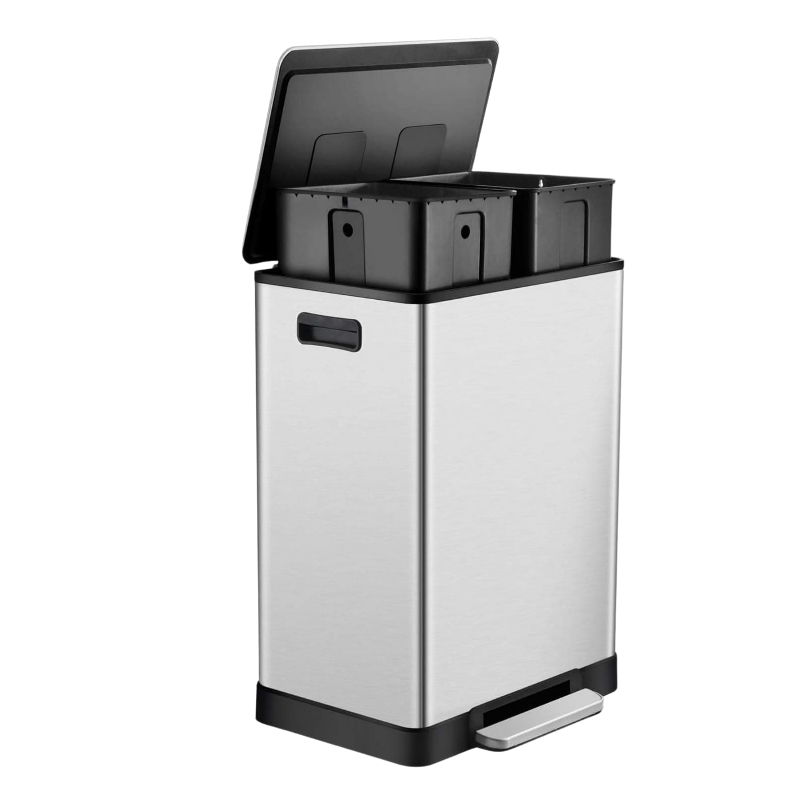 ToiletTree Products Stainless Steel 16 Gallon Trash Can - Durable Dual Trash Can for Garbage and Recycling - Stainless Steel Trash Bin for Household Cleaning - Stainless Steel