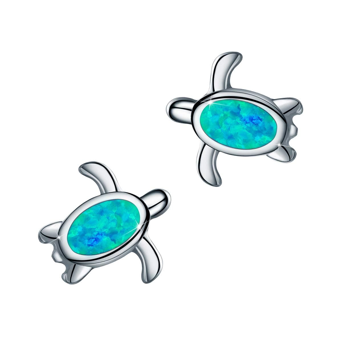 Opal Stud Earrings for Women Girls Kids Teens 925 Sterling Silver Small Cute Stud Earrings Owl Turtle Cat Unicorn Animal Hypoallergenic Earrings for Sensitive Ears Valentine's Day Birthday Mother's Day Gifts