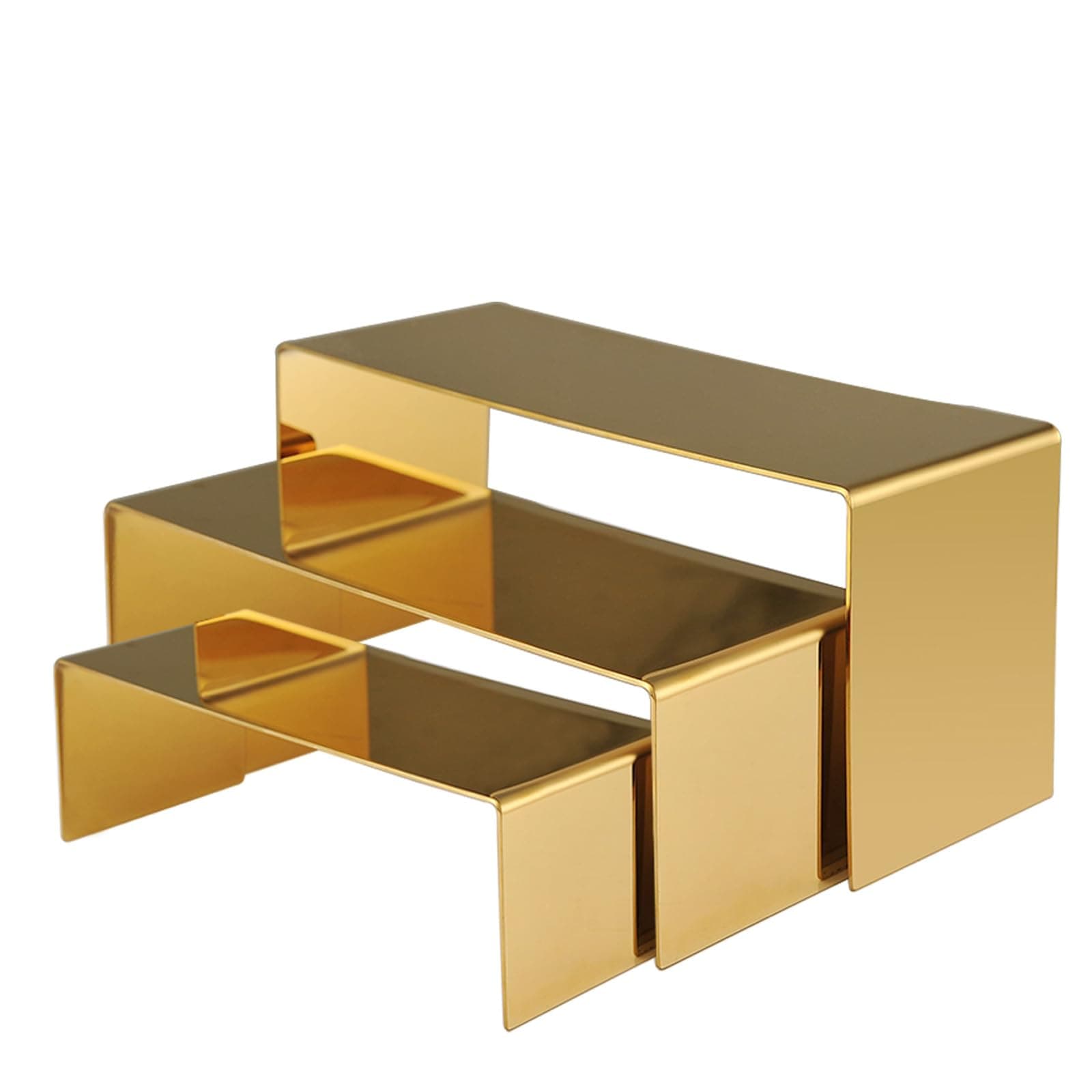Purse Display Stand, 3pcs Gold Risers Display Stands Stainless Steel, Heavy Duty 22lb Countertop Shoes Stand Handbag Tiered Risers for Home Boutique Retail Store Vendor Display Bags Perfume Jewelry Craft