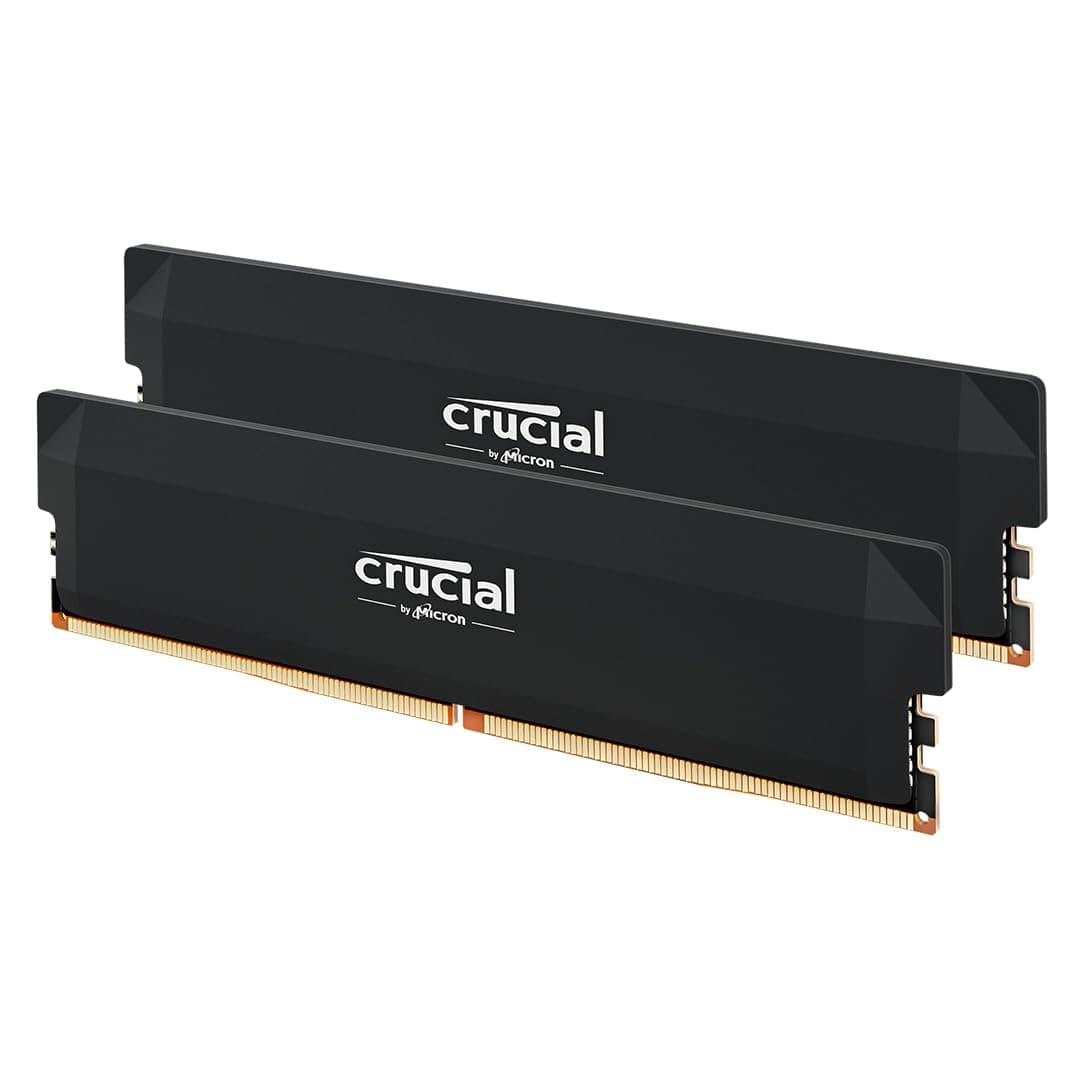 Crucial Pro DDR5 RAM 32GB Kit (2x16GB) 6000MHz CL36, Overclocking Gaming, Intel XMP 3.0 / AMD EXPO, Computer Memory (PC), Black - CP2K16G60C36U5B