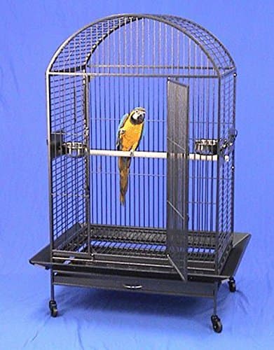 Kilauea Kastle Dometop Bird Cage - 40" X 30" X 66"H - Wrought Iron with 6mm Extra Strong Wire *Black Vein*