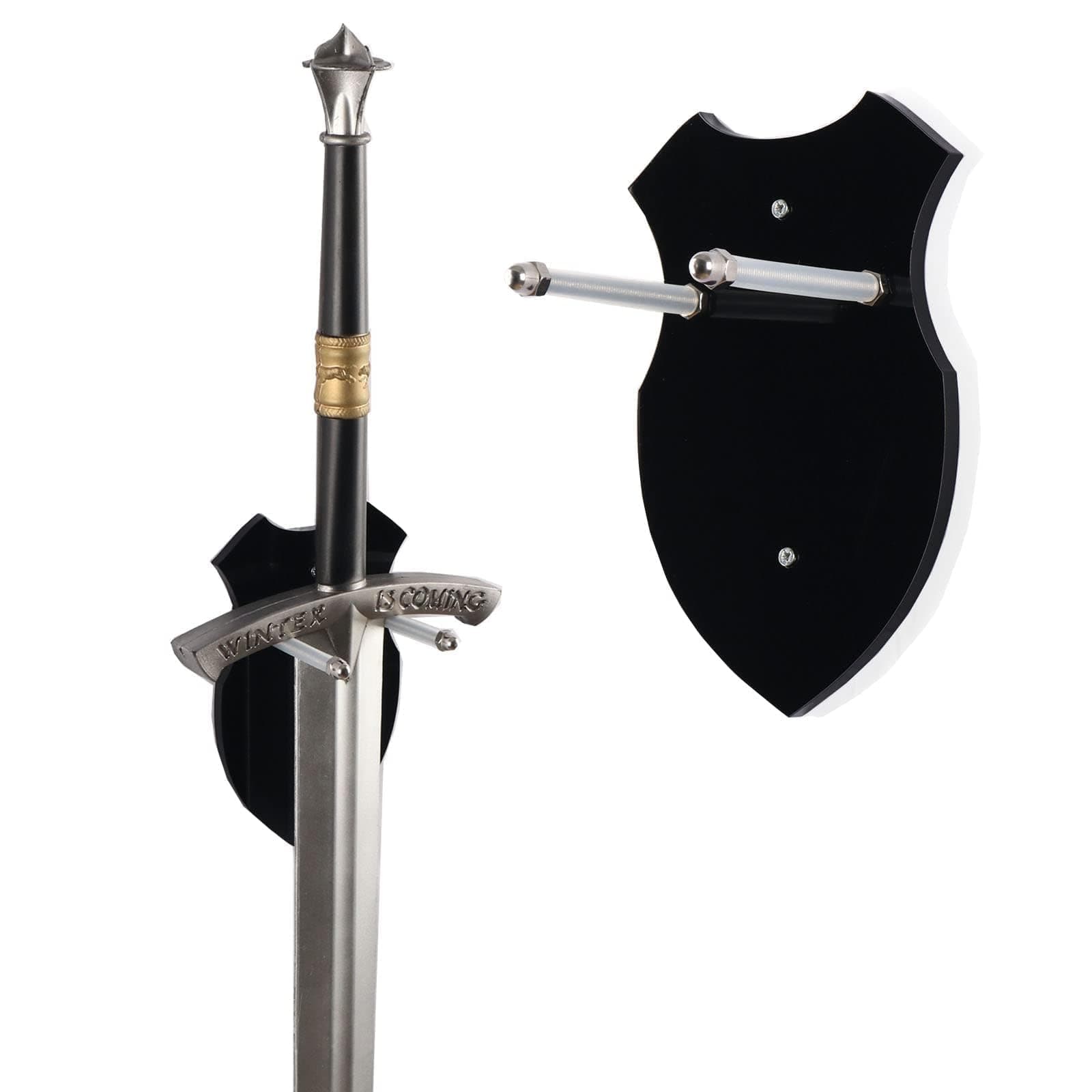 Sword wall mount sword stand wall hook display hanger wall mount for sword dagger axe keyblade no sword-vertical display (Black 1 set)