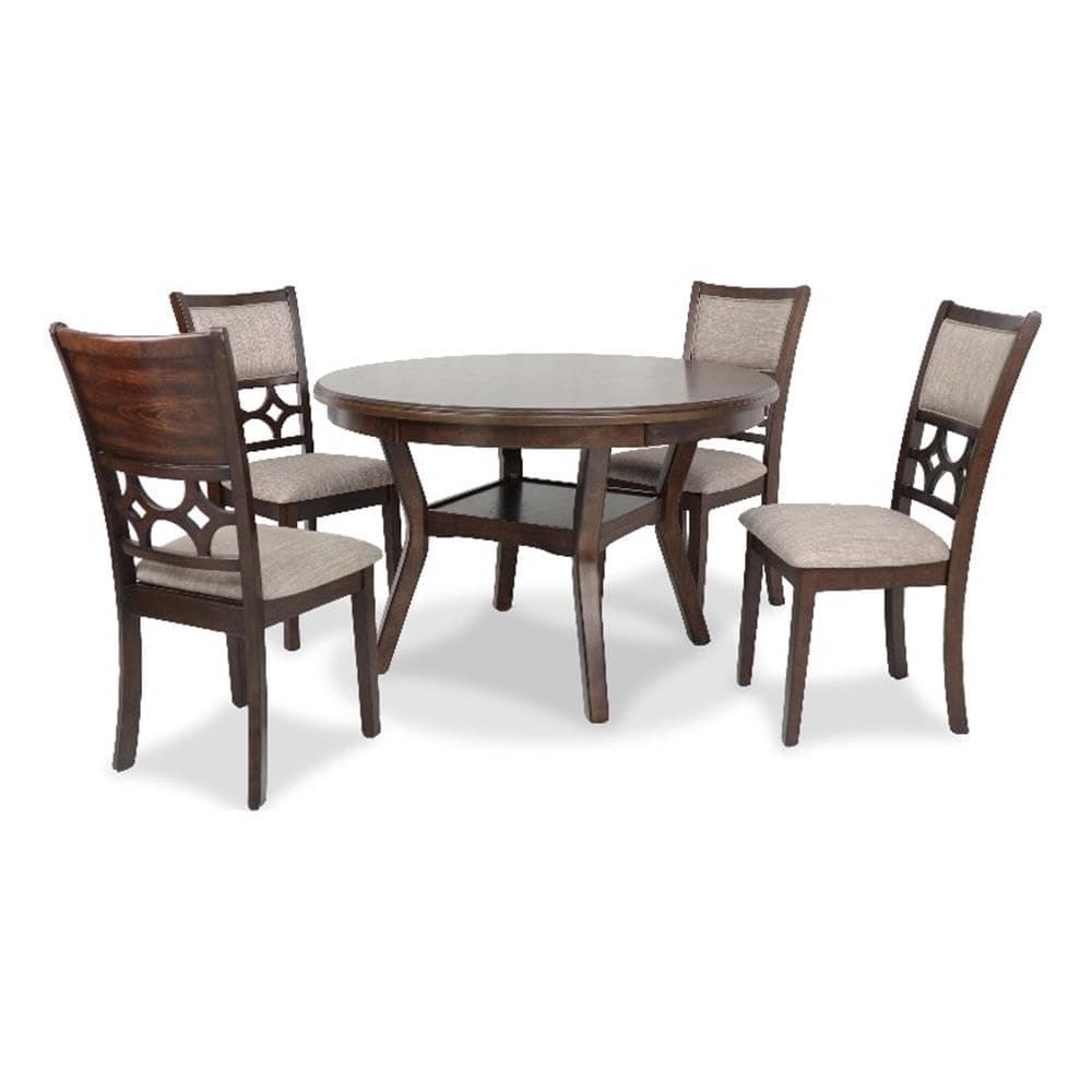 New Classic Furniture Mitchell 5-Piece Dining Set with 1 Table and 4 Chairs, Cherry Brown