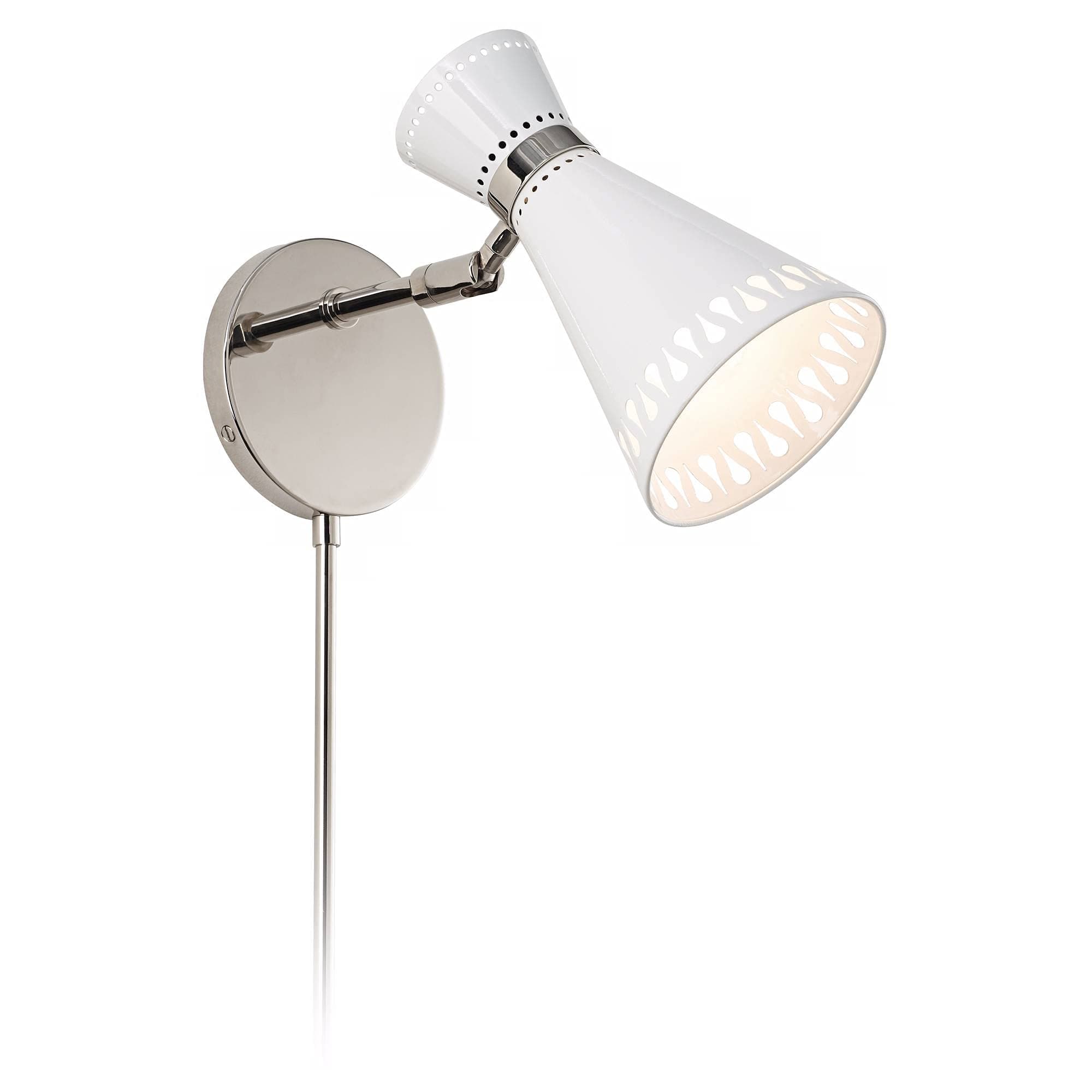 Jonathan Adler Havana Polished Nickel Plug-in Sconce with Cord Cover