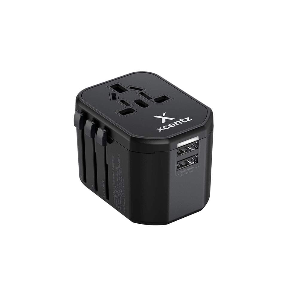 Xcentz Universal Travel Power Adapter International All in One Worldwide Travel Adapter Wall Charger AC Power Plug Adapter with Dual USB Ports for US EU UK AUS European Cell Phone Laptop