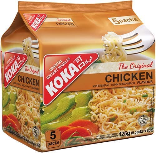 KOKA Oriental Instant Noodles The Original Chicken Flavour (Pack of 5 x 85g) "(Halal Certified)", 425 gram