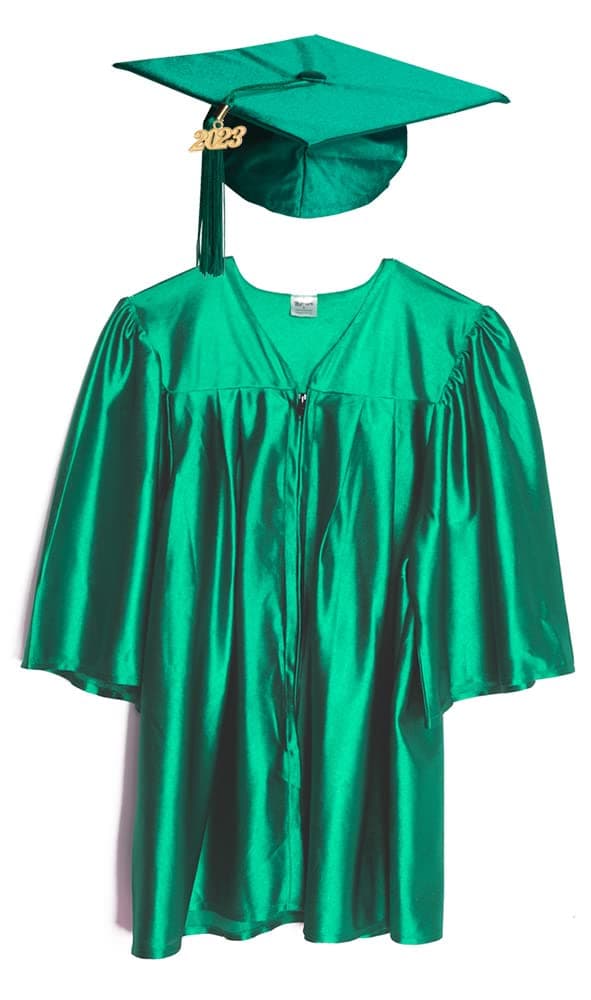 Happy GraduatesPreschool and Kindergarten Graduation Cap, Gown, Tassel and 2023 Charm Sets