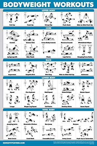 Palace Learning Bodyweight Workout Exercise Poster - Body Weight Workout Chart - Calisthenics Routine - (Laminated, 18" x 24")