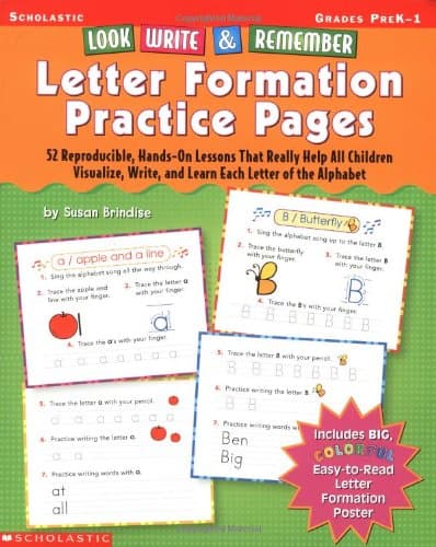 Look, Write & Remember Letter Formation Practice Pages: 52 Reproducible, Hands-On Lessons That Really Help All Children Visualize, Write, and Learn Each Letter of the Alphabet Paperback – September 1, 2002