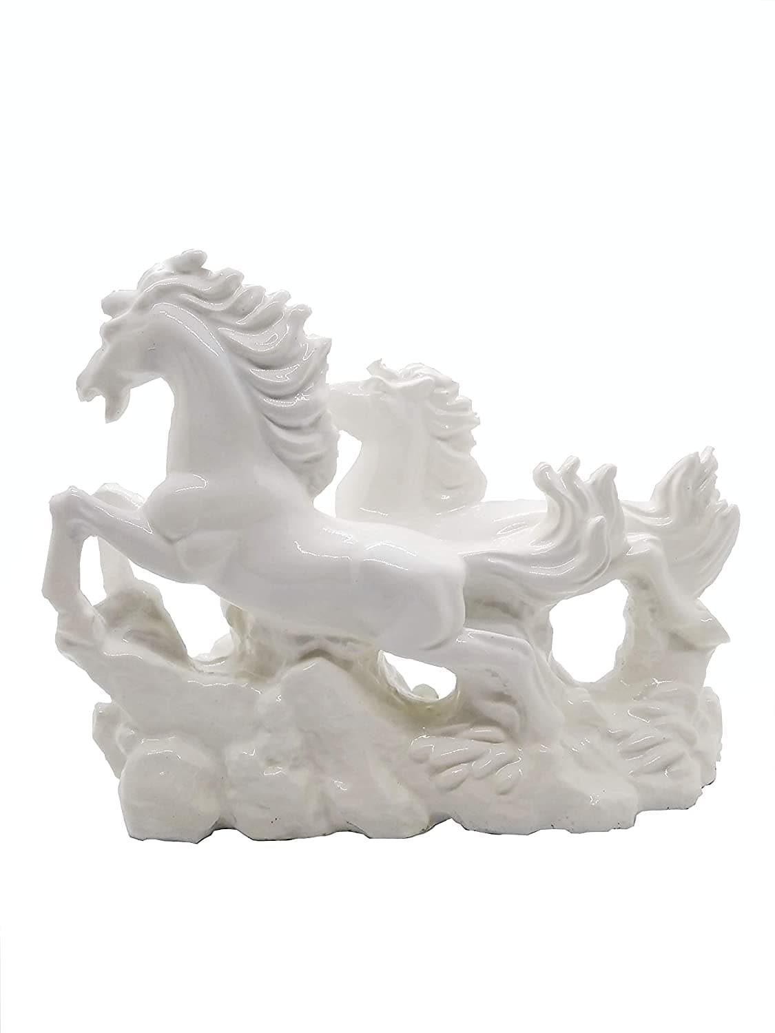Vastu White Horse Statue | Two Running Horses for Success & Good Luck | Feng Shui Positive Energy Decor | Perfect for Business Growth | Decorative Sculpture for Home
