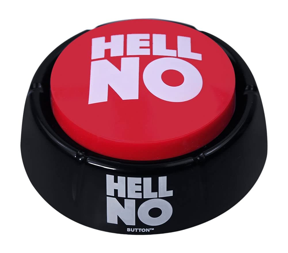 Talkie Toys Products Hell No Button β 10 Funny Hell No Sayings β Hilarious Talking Toy for Games, Trivia, Stress Relief, Office Humor and More