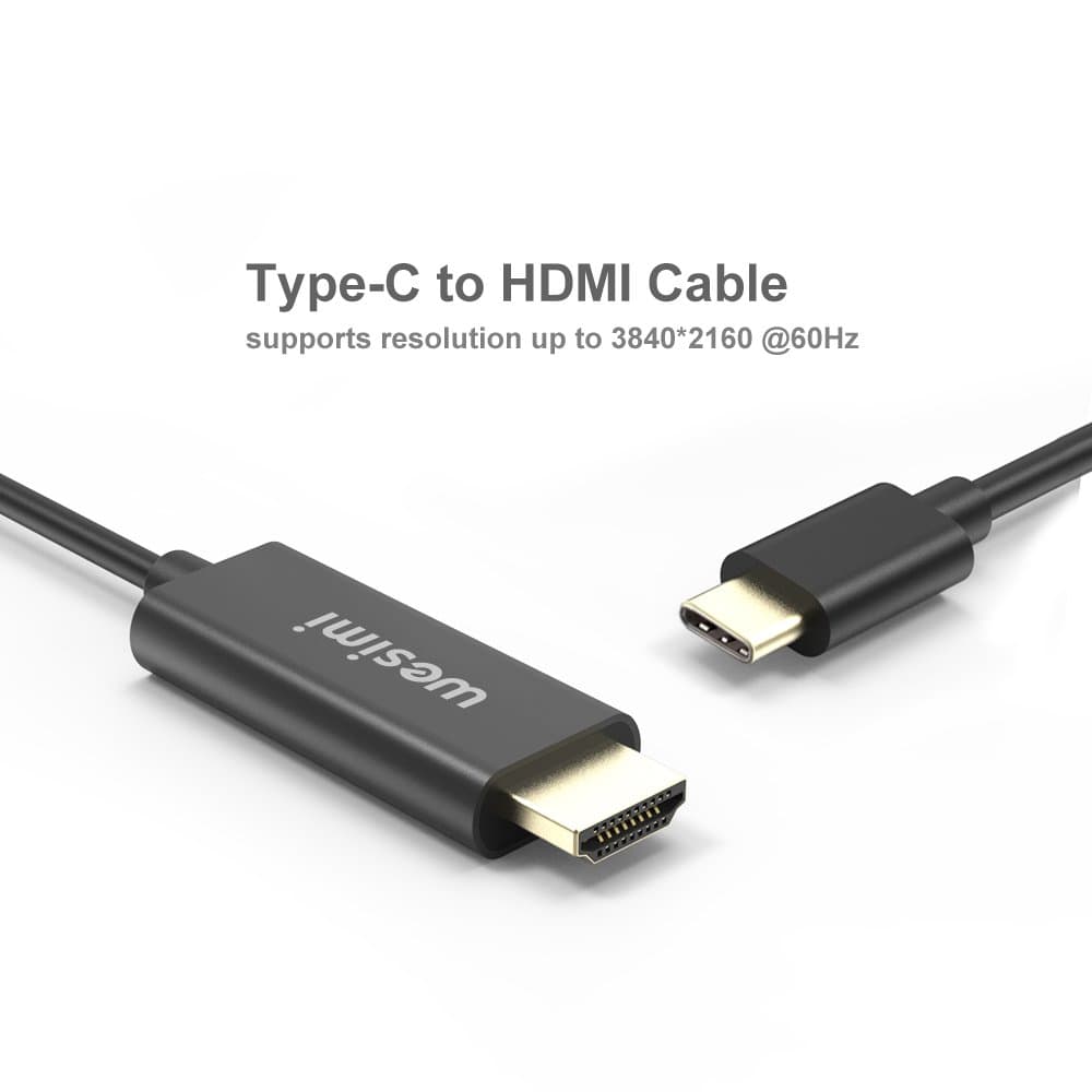 USB C to HDMI Cable,wesimi USB 3.1 Type C Male (Thunderbolt 3 Compatible) to HDMI Male 4K Cable (6ft/1.8m) with Aluminium Case for the 2016 MacBook Pro, 2015 MacBook, ChromeBook Pixel, etc