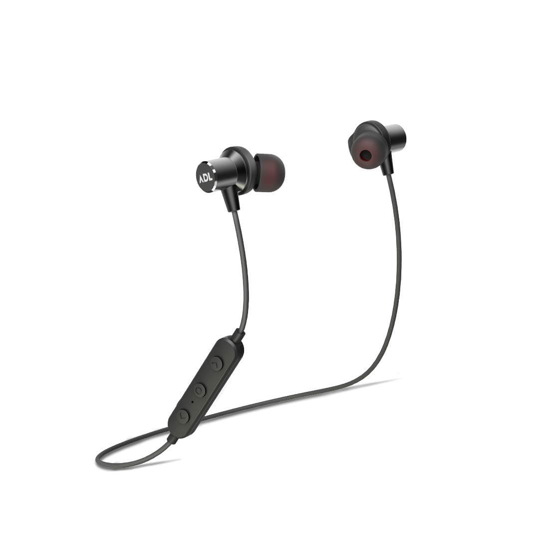 ADL Opulent Q1 Bluetooth Earphones with Mic /10 Hrs Playtime/Qualcomm CSR8640 Chip/CVC 6.0 Noise Cancellation/Sweat Resistant/Wireless Dual Pairing/Magnetic Locking Earbuds (Black)