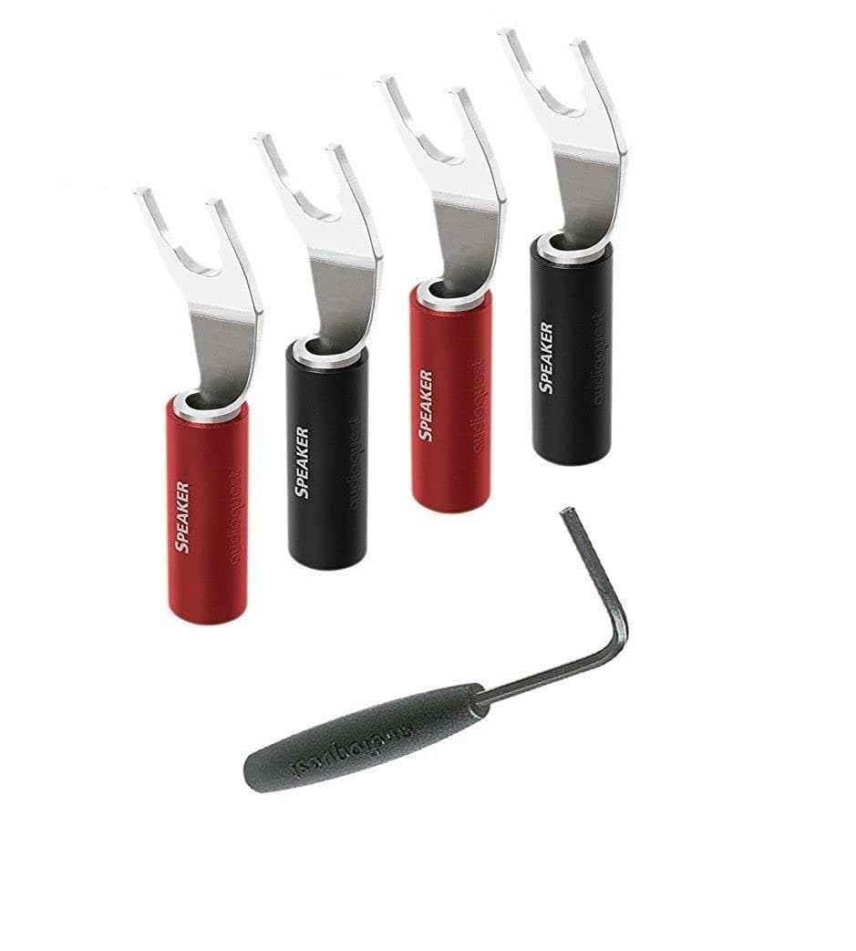 AudioQuestSureGrip® 100 Multi-Spade Speaker Connectors - Fits up to 9 AWG Speaker Cables - Silver - Set of 8