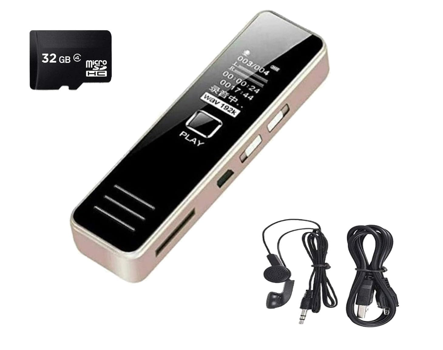 DDLC Mini Digital Professional Voice Recorder with 32GB SD Card, Voice Activated, Built in Speaker, Professional Audio MP3 Player Microphone Sound Recording (LCD Display with 32GB SD Card)