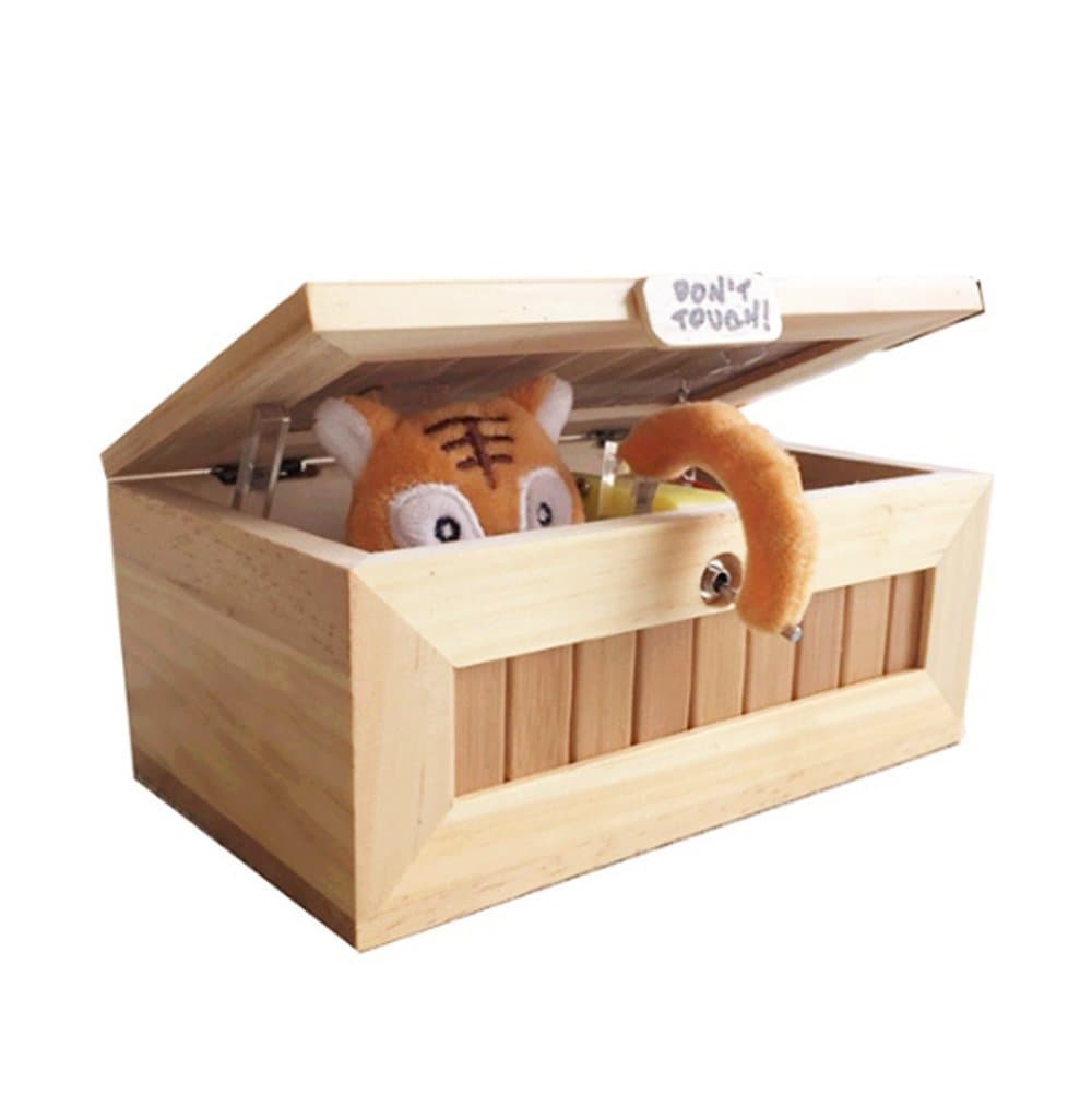 Eastern Fashional Life Fully Assembled Turns Itself Off Useless Box Leave Me Alone Machine Box with Real Wood Powered by AA Battery