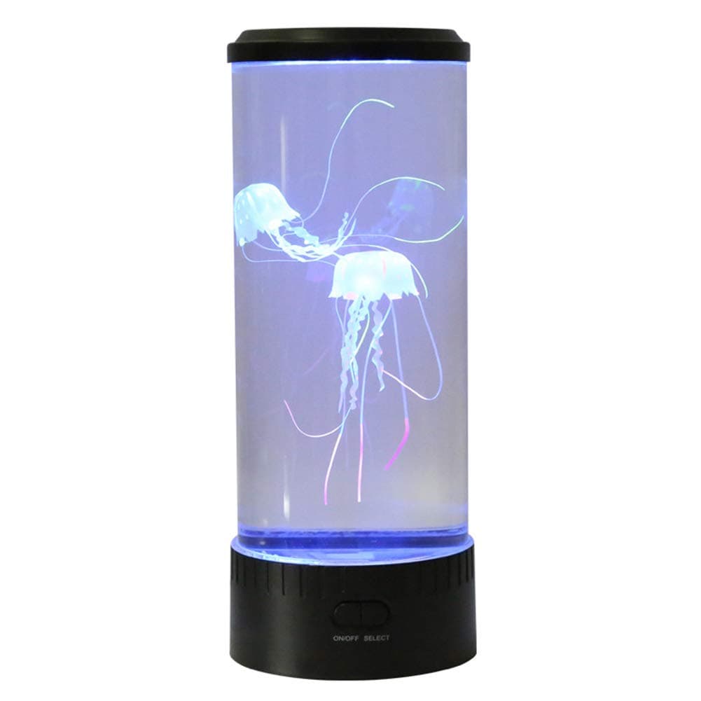 DECORATZ LED Simulation Jellyfish Lamp, Dimmable Water Box Night Table Light, Gifts for Children Office bedroom Bedside Desk Decoration Creative Enjoy Light fixture-D13.5*H35CM
