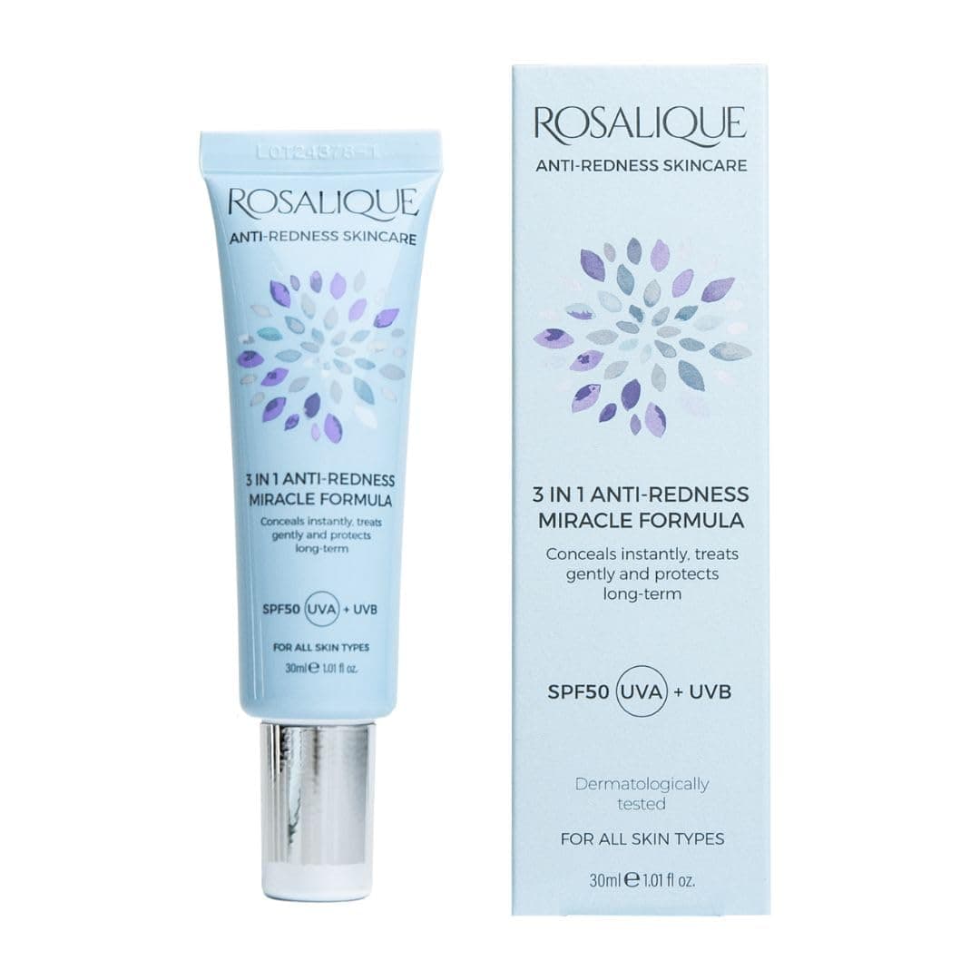 Rosalique 3 in 1 Anti-Redness Miracle Formula Colour Corrector SPF50 for Hypersensitive and Redness Prone Skin, Suitable for All Skin Types 1 x 30 ml